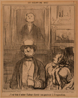 – C'est tout d'même flatteur d'avoir son portrait à l'exposition... from Le Salon de 1857, published in Le Charivari August 31, 1857