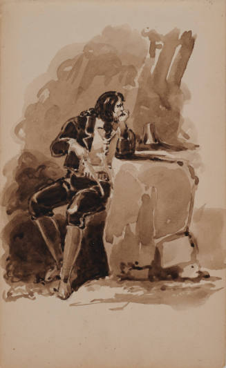 Untitled [Seated Man at Table with Gun]