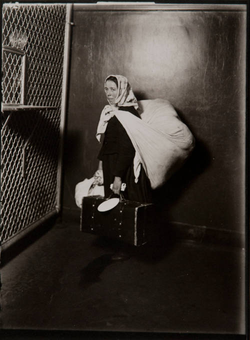 Slovak woman carrying all her possessions on her back, Ellis Island