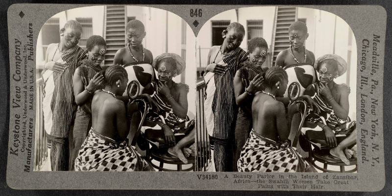 846 - A Beauty Parlor in the Island of Zanzibar, Africa - the Swahili Women Take Great Pains with Their Hair