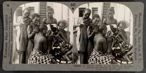 846 - A Beauty Parlor in the Island of Zanzibar, Africa - the Swahili Women Take Great Pains with Their Hair