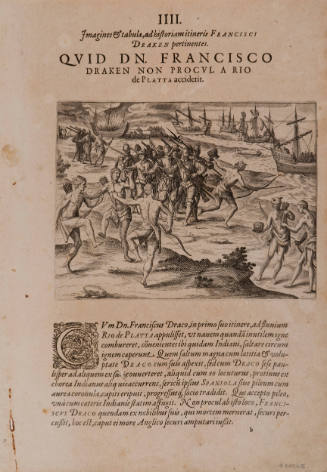 Sir Francis Drake Landing at Rio de La Plata, from Americae Pars VIII